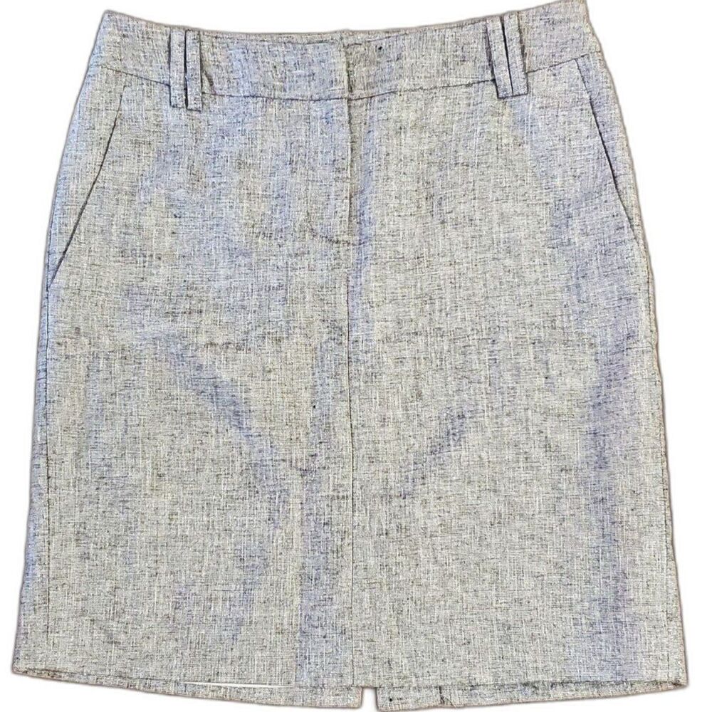 Ann Taylor Loft Womens Sz 0 Pencil Skirt Gray Metallic Linen Blend